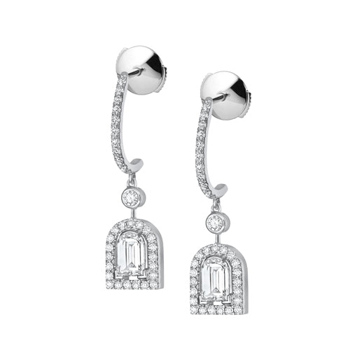 Diamant Sculptural Earring GM, 18k White Gold with DAVIDOR Arch Cut Diamond and Brilliant Diamonds - DAVIDOR