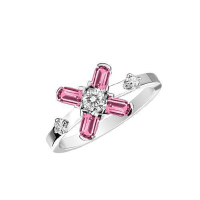 Arch Florale PM Ring, 18k White Gold with DAVIDOR Arch Cut Pink Tourmalines and Brilliant Diamonds - DAVIDOR