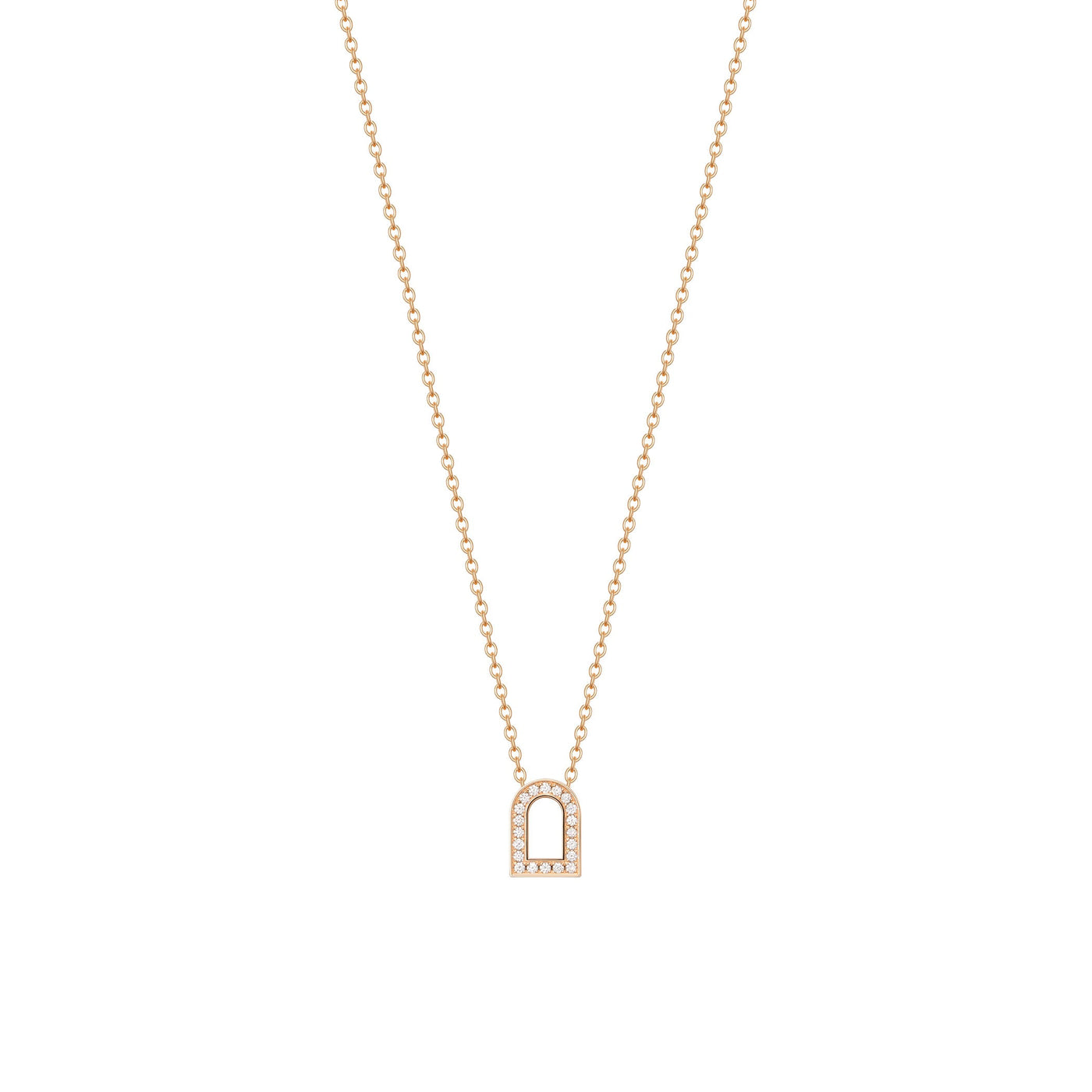 L'Arc Voyage Charm PM Chain Necklace, 18k Rose Gold with Galerie Diamonds - DAVIDOR