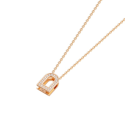 L'Arc Voyage Charm PM Chain Necklace, 18k Rose Gold with Galerie Diamonds - DAVIDOR