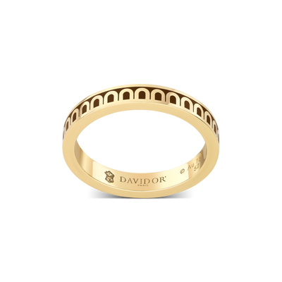 L'Arc de DAVIDOR Ring PM, 18k Yellow Gold with Cognac Lacquered Ceramic - DAVIDOR