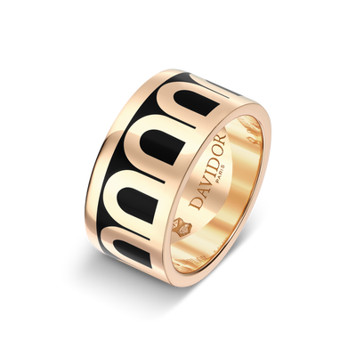 L'Arc de DAVIDOR Ring GM, 18k Rose Gold with Caviar Lacquered Ceramic - DAVIDOR