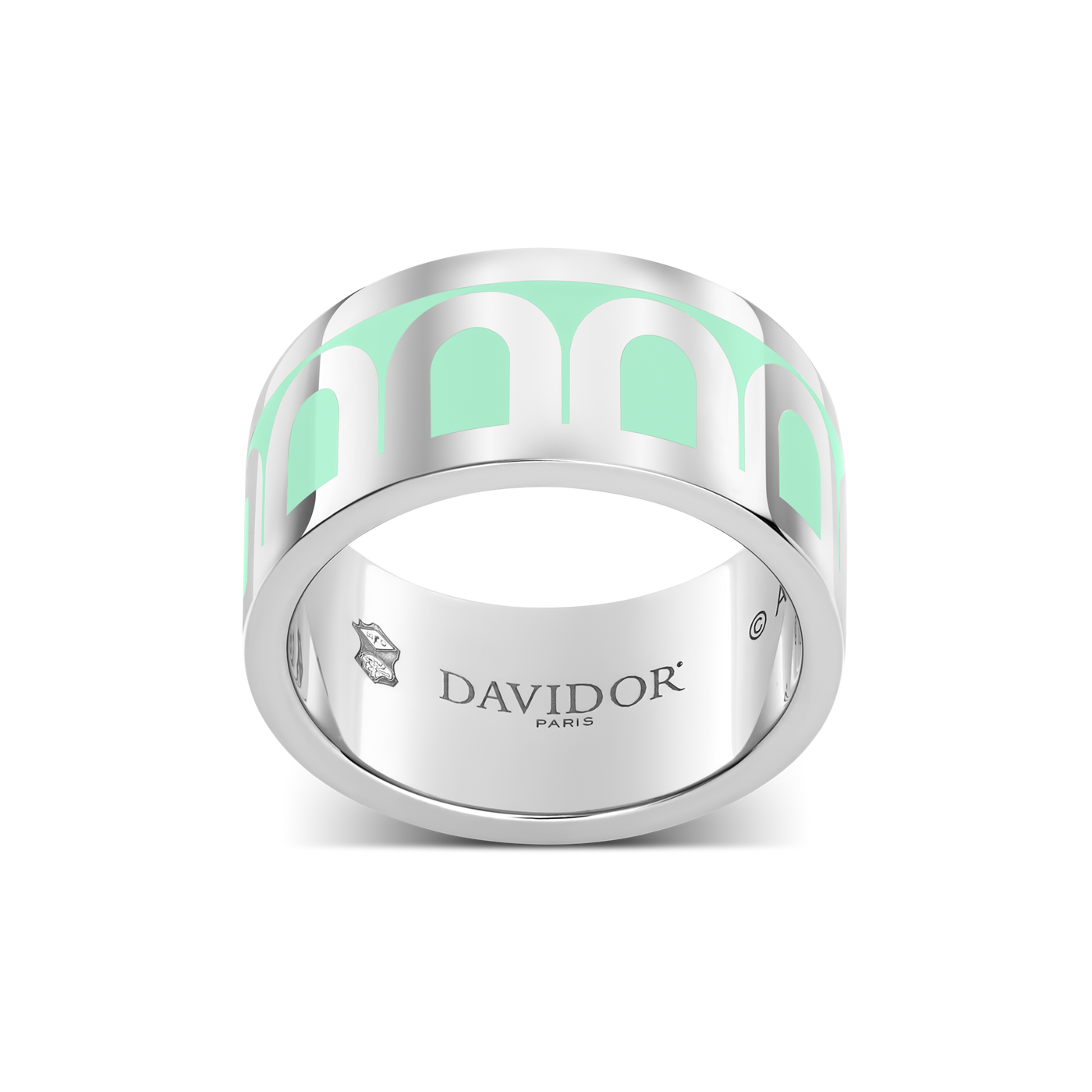 L'Arc de DAVIDOR Ring GM, 18k White Gold with Palm Beach Lacquered Ceramic - DAVIDOR