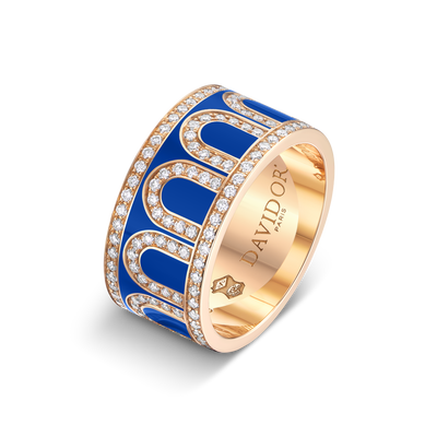 L'Arc de DAVIDOR Ring GM, 18k Rose Gold with Riviera Lacquered Ceramic and Palais Diamonds - DAVIDOR
