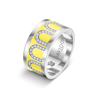 L'Arc de DAVIDOR Ring GM, 18k White Gold with Limoncello Lacquered Ceramic and Arcade Diamonds - DAVIDOR