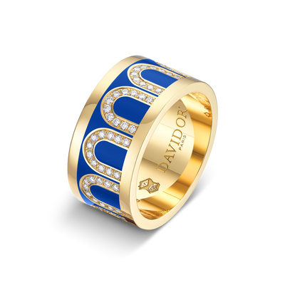 L'Arc de DAVIDOR Ring GM, 18k Yellow Gold with Riviera Lacquered Ceramic and Arcade Diamonds - DAVIDOR