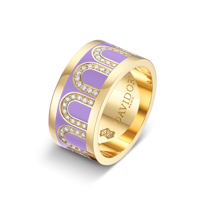 L'Arc de DAVIDOR Ring GM, 18k Yellow Gold with Lavande Lacquered Ceramic and Arcade Diamonds - DAVIDOR