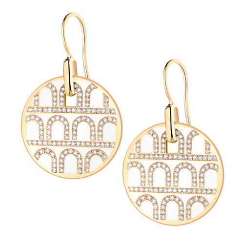L'Arc de DAVIDOR Pendant Earring GM, 18k Yellow Gold with Lacquered Ceramic and Palais Diamonds - DAVIDOR