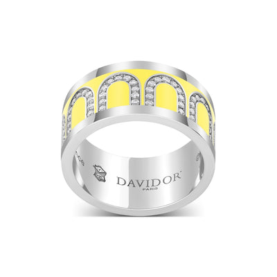L'Arc de DAVIDOR Ring GM, 18k White Gold with Limoncello Lacquered Ceramic and Arcade Diamonds - DAVIDOR