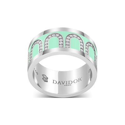L'Arc de DAVIDOR Ring GM, 18k White Gold with Palm Beach Lacquered Ceramic and Arcade Diamonds - DAVIDOR