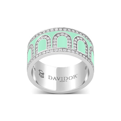 L'Arc de DAVIDOR Ring GM, 18k White Gold with Palm Beach Lacquered Ceramic and Palais Diamonds - DAVIDOR