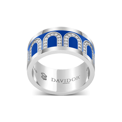 L'Arc de DAVIDOR Ring GM, 18k White Gold with Riviera Lacquered Ceramic and Arcade Diamonds - DAVIDOR