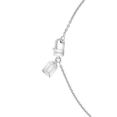 Diamant Sculptural Dangling Necklace, 18k White Gold, Arch Cut Diamond and Brilliant Diamonds - DAVIDOR