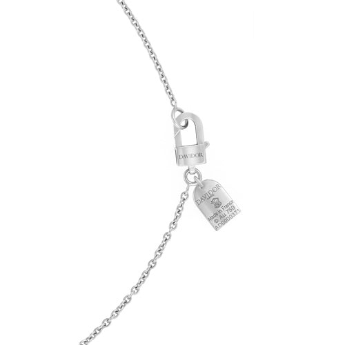 Diamant Sculptural Dangling Necklace, 18k White Gold, Arch Cut Diamond and Brilliant Diamonds - DAVIDOR