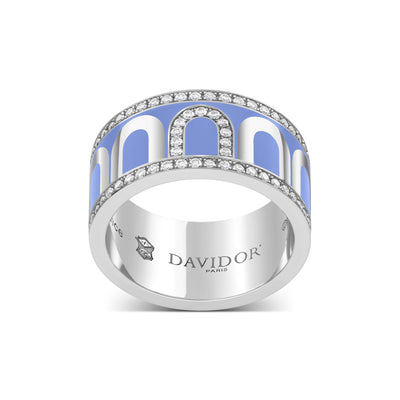 L'Arc de DAVIDOR Ring GM, 18k White Gold with Hortensia Lacquered Ceramic and Porta Diamonds - DAVIDOR