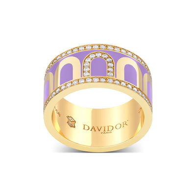L'Arc de DAVIDOR Ring GM, 18k Yellow Gold with Lavande Lacquered Ceramic and Porta Diamonds - DAVIDOR