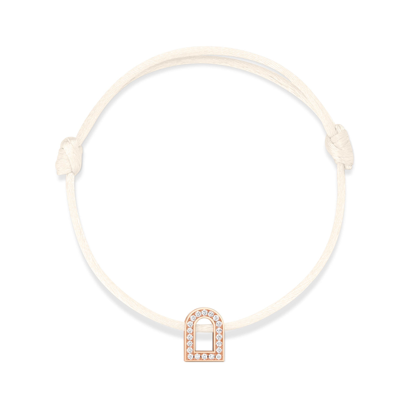 L'Arc Voyage Charm PM, 18k Rose Gold with Galerie Diamonds on Silk Cord Bracelet - DAVIDOR