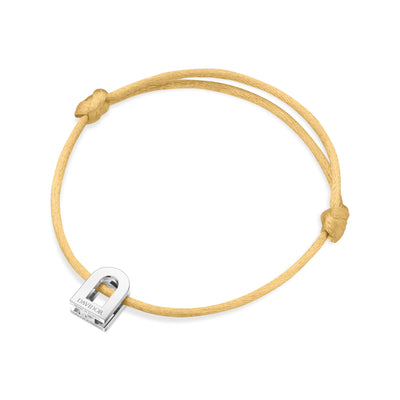 L'Arc Voyage Charm PM 18k White Gold Silk Cord Bracelet - DAVIDOR