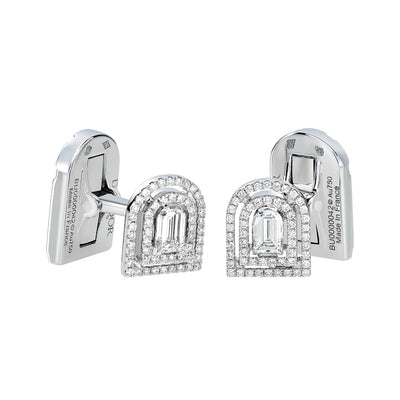 Diamant Sculptural Cufflinks, 18k White Gold with DAVIDOR Arch Cut Diamond and Brilliant Diamonds - DAVIDOR