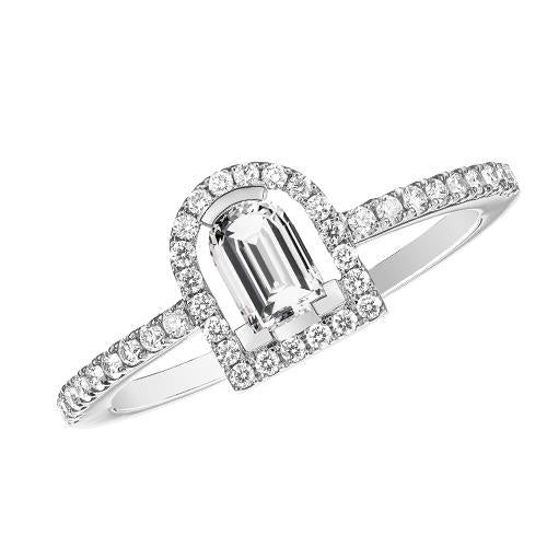 Diamant Sculptural Ring, 18k White Gold with DAVIDOR Arch Cut Diamond and Brilliant Diamonds - DAVIDOR
