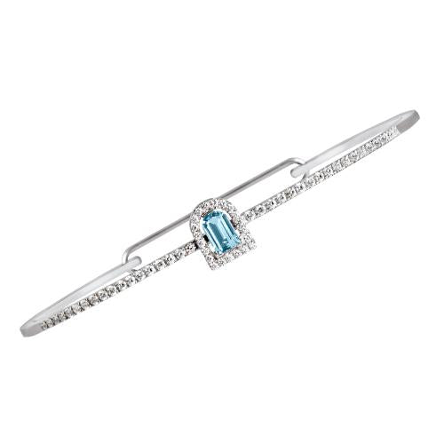 Couleur Sculptural Bracelet, 18k White Gold with DAVIDOR Arch Cut Aquamarine and Brilliant Diamonds - DAVIDOR