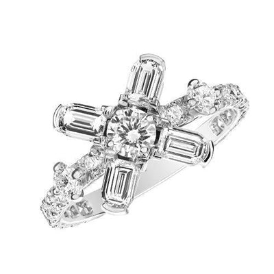 Arch Florale MM Ring, 18k White Gold with DAVIDOR Arch Cut Diamonds and Brilliant Diamonds - DAVIDOR