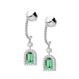 Couleur Sculptural Pendant Earring GM, 18k White Gold with DAVIDOR Arch Cut Green Tourmaline and Brilliant Diamonds - DAVIDOR