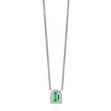 Couleur Sculptural Pendant Necklace, 18k White Gold with DAVIDOR Arch Cut Green Tourmaline and Brilliant Diamonds - DAVIDOR