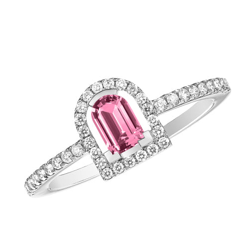Couleur Sculptural Ring Pink Tourmaline, 18k White Gold with DAVIDOR Arch Cut and Brilliant Diamonds - DAVIDOR