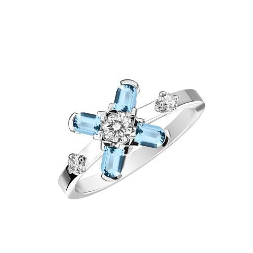 Arch Florale PM Ring, 18k White Gold with DAVIDOR Arch Cut Aquamarines and Brilliant Diamonds - DAVIDOR