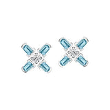 Arch Florale PM Stud Earrings, 18k White Gold with DAVIDOR Arch Cut Aquamarines and Brilliant Diamonds - DAVIDOR