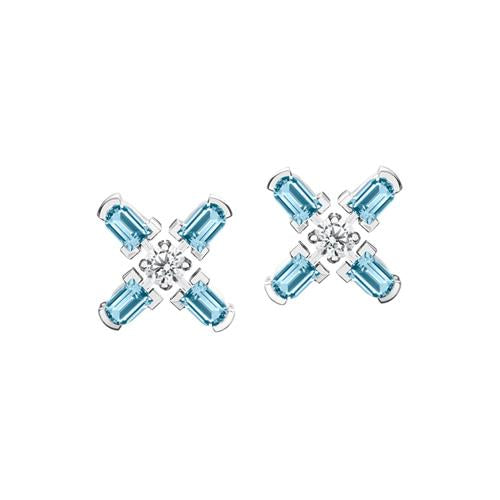 Arch Florale PM Stud Earrings, 18k White Gold with DAVIDOR Arch Cut Aquamarines and Brilliant Diamonds - DAVIDOR