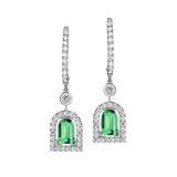 Couleur Sculptural Pendant Earring GM, 18k White Gold with DAVIDOR Arch Cut Green Tourmaline and Brilliant Diamonds - DAVIDOR