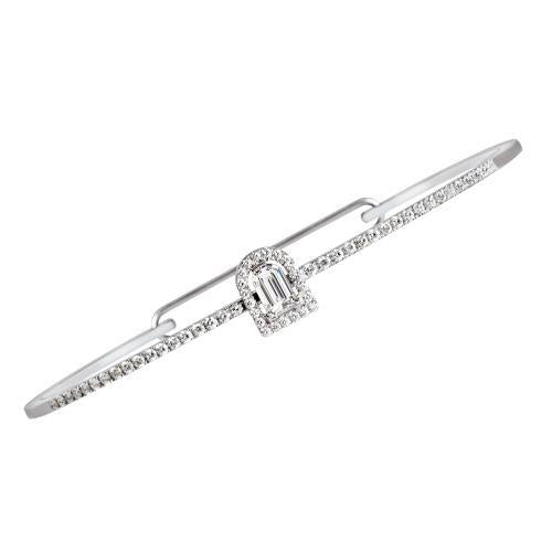 Diamant Sculptural Bracelet, 18k White Gold with DAVIDOR Arch Cut Diamond and Brilliant Diamonds - DAVIDOR