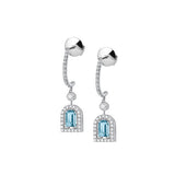 Couleur Sculptural Pendant Earring PM, 18k White Gold with DAVIDOR Arch Cut Aquamarine and Brilliant Diamonds - DAVIDOR