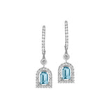 Couleur Sculptural Pendant Earring PM, 18k White Gold with DAVIDOR Arch Cut Aquamarine and Brilliant Diamonds - DAVIDOR