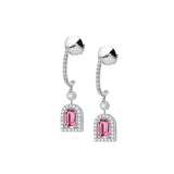 Couleur Sculptural Pendant Earring PM, 18k White Gold with DAVIDOR Arch Cut Pink Tourmaline and Brilliant Diamonds - DAVIDOR