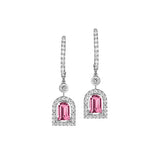 Couleur Sculptural Pendant Earring PM, 18k White Gold with DAVIDOR Arch Cut Pink Tourmaline and Brilliant Diamonds - DAVIDOR