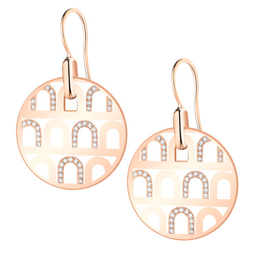 L'Arc de DAVIDOR Pendant Earring GM, 18k Rose Gold with Lacquered Ceramic and Colonnato Diamonds