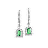 Couleur Sculptural Pendant Earring PM, 18k White Gold with DAVIDOR Arch Cut Green Tourmaline and Brilliant Diamonds - DAVIDOR