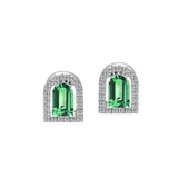 Couleur Sculptural Stud Earring, 18k White Gold with DAVIDOR Arch Cut Green Tourmaline and Brilliant Diamonds - DAVIDOR