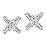 Arch Florale MM Stud Earrings, 18k White Gold with DAVIDOR Arch Cut Diamonds and Brilliant Diamonds - DAVIDOR