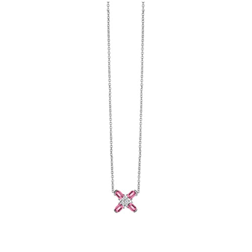 Arch Florale PM Necklace, 18k White Gold with DAVIDOR Arch Cut Pink Tourmalines and Brilliant Diamond - DAVIDOR