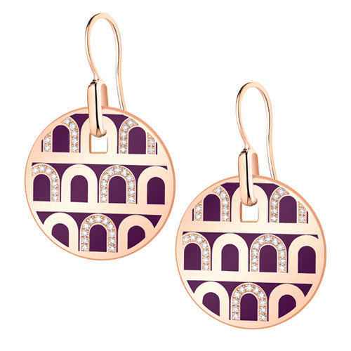 L'Arc de DAVIDOR Pendant Earring GM, 18k Rose Gold with Lacquered Ceramic and Colonnato Diamonds