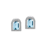 Couleur Sculptural Stud Earring, 18k White Gold with DAVIDOR Arch Cut Aquamarine and Brilliant Diamonds - DAVIDOR