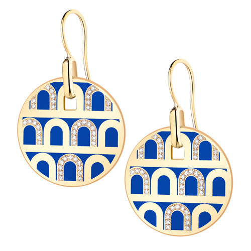 L'Arc de DAVIDOR Pendant Earring GM, 18k Yellow Gold with Lacquered Ceramic and Colonnato Diamonds - DAVIDOR