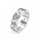 Sur-Mesure: L’Arc de DAVIDOR Ring MM, 18k White Gold with Anthracite Lacquered Ceramic and Porta Simple Diamonds - DAVIDOR