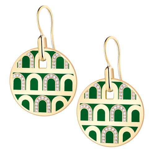 L'Arc de DAVIDOR Pendant Earring GM, 18k Yellow Gold with Lacquered Ceramic and Colonnato Diamonds - DAVIDOR