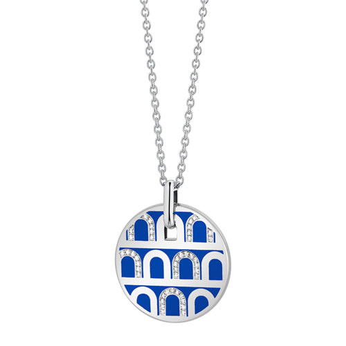 L'Arc de DAVIDOR Pendant GM, 18k White Gold with Lacquered Ceramic and Colonnato Diamonds - DAVIDOR