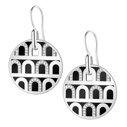 L'Arc de DAVIDOR Pendant Earring GM, 18k White Gold with Lacquered Ceramic and Colonnato Diamonds - DAVIDOR